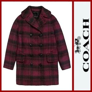 Coach Plaid Long Peacoat Coat - New With Tags